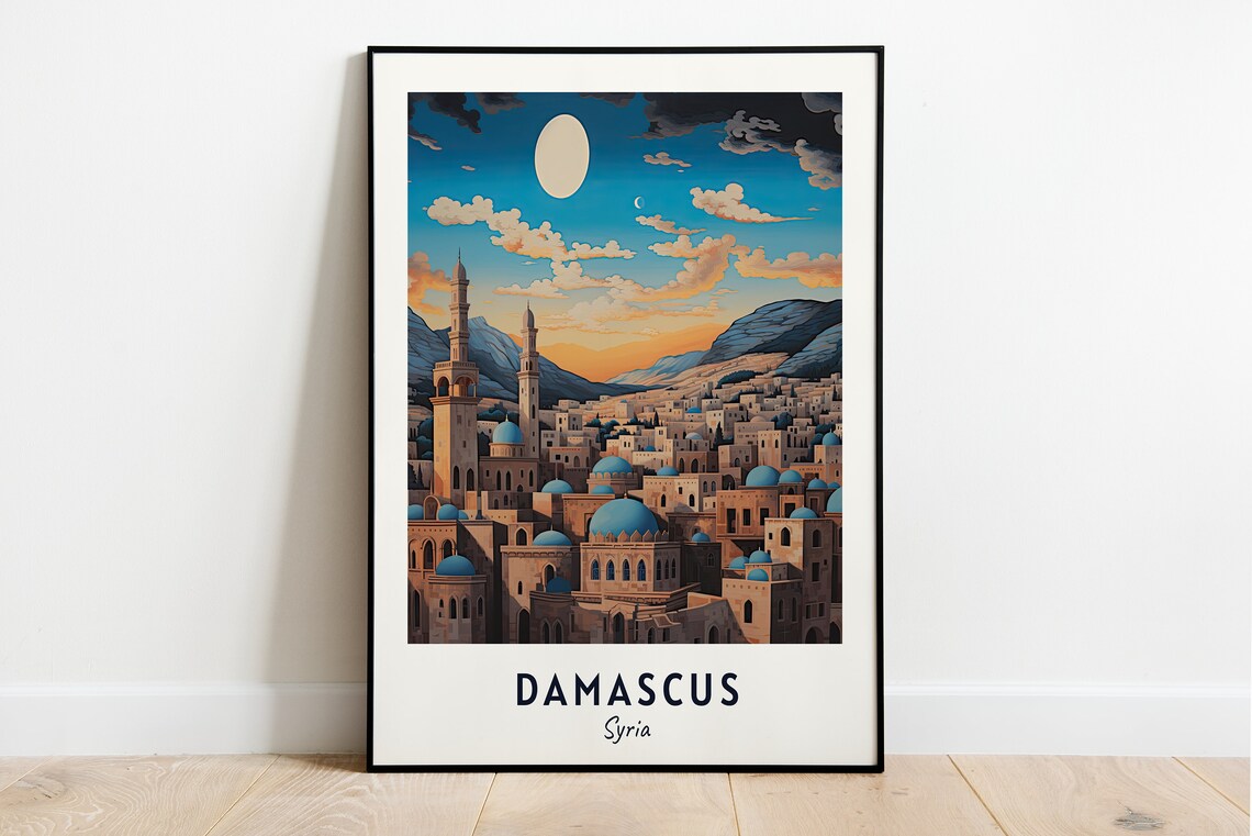 Damascus Syria Travel Poster, City View Art Print
