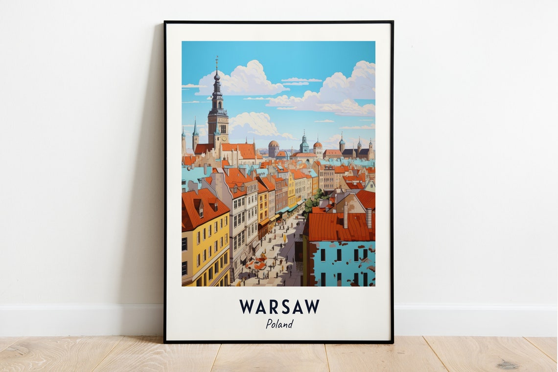 Warsaw Poland Historic Old Town Rooftops And Church Spire Poster