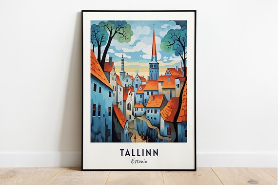 Tallinn Estonia Sunrise Old Town Rooftops Church Art Travel Poster