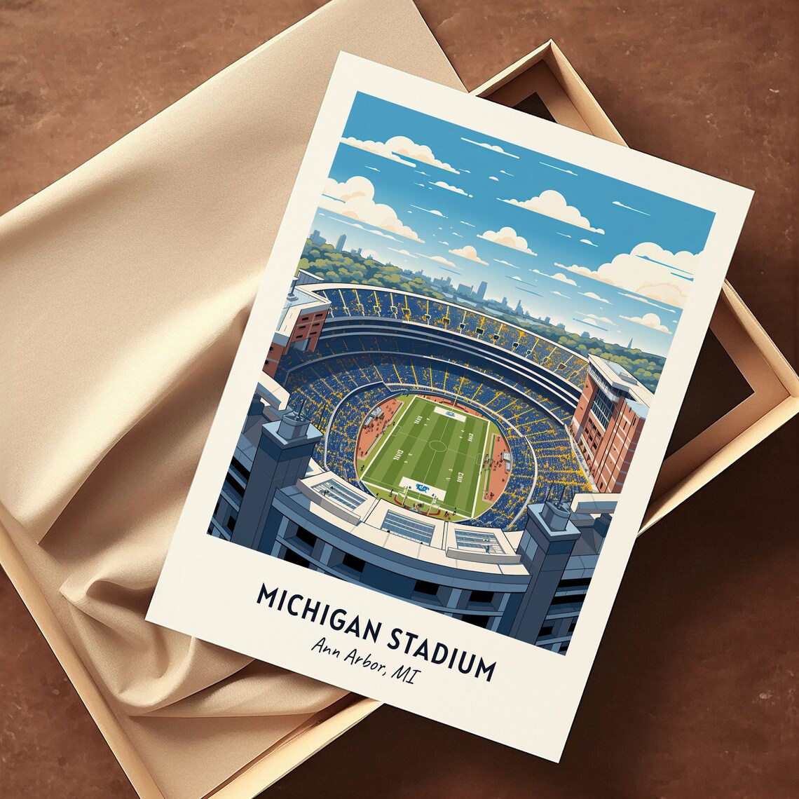 Michigan Stadium Art Print, Ann Arbor Football - Image 3
