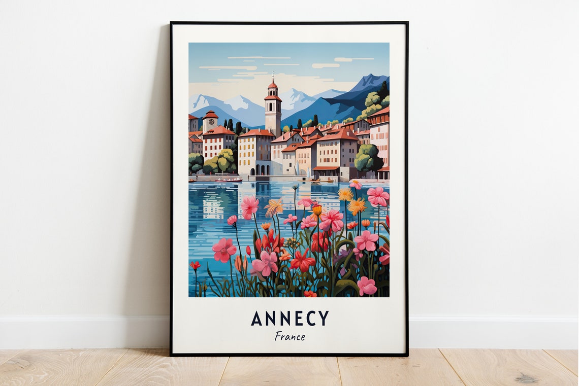 Annecy City Print Annecy Travel Poster France Travel Gift Annecy France Poster Annecy Gift