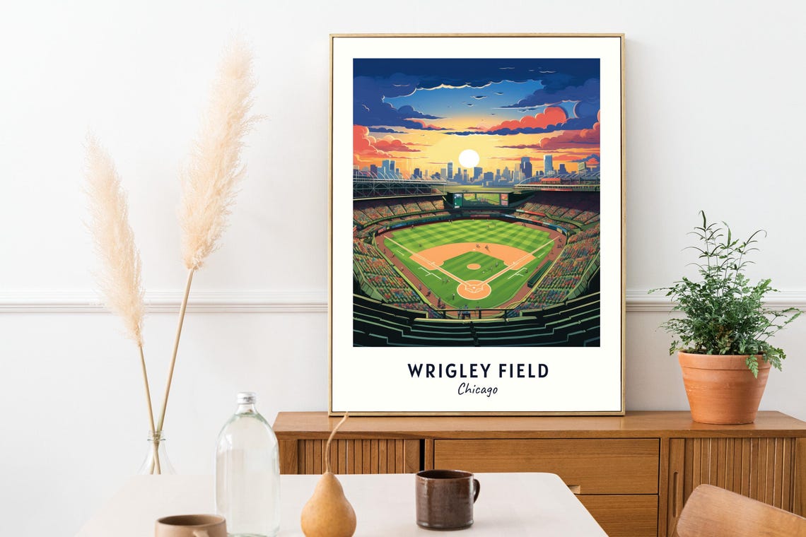 Wrigley Field Sunset Game Day Chicago Cubs Baseball Stadium Poster - Image 2