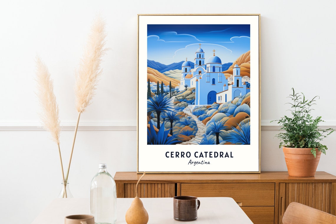 Cerro Catedral Argentina White Mountain Chapel Travel Poster - Image 2