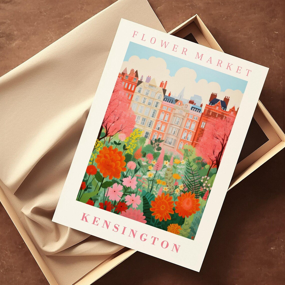 Kensington Flower Market Travel Poster, Floral Illustration - Image 2