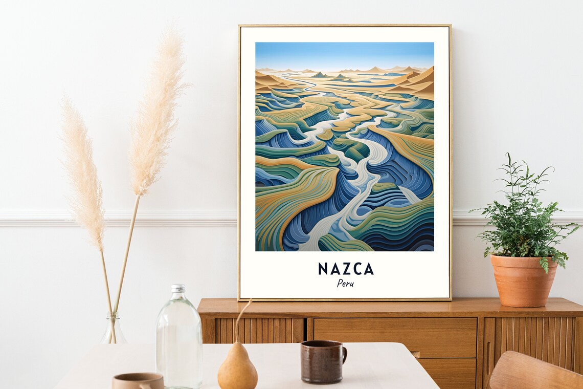 Nazca Peru Desert Lines Flowing Ridges Abstract Landscape Travel Poster - Image 2
