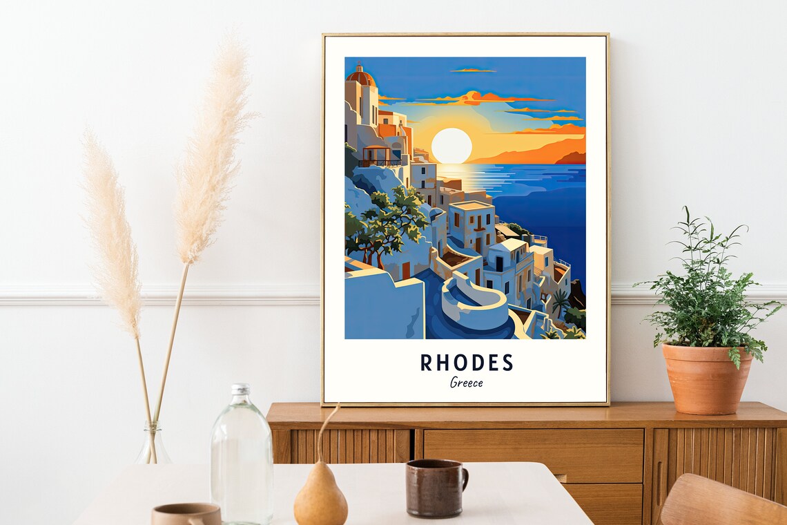 Rhodes Greece Travel Poster, City Wall Art Print - Image 2