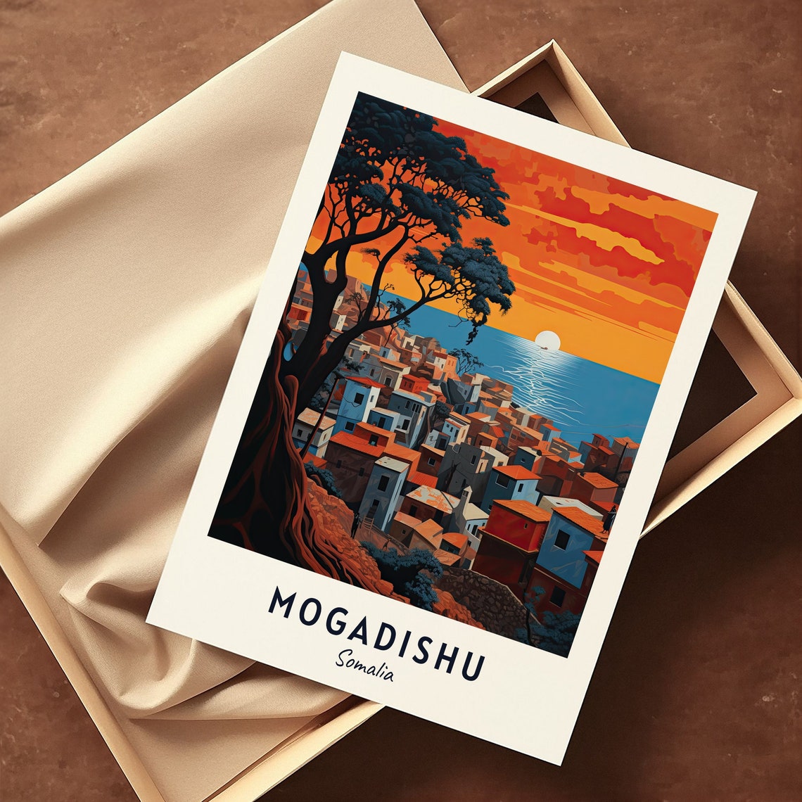 Mogadishu Somalia Coastal Town Sunset Seascape Travel Poster - Image 3