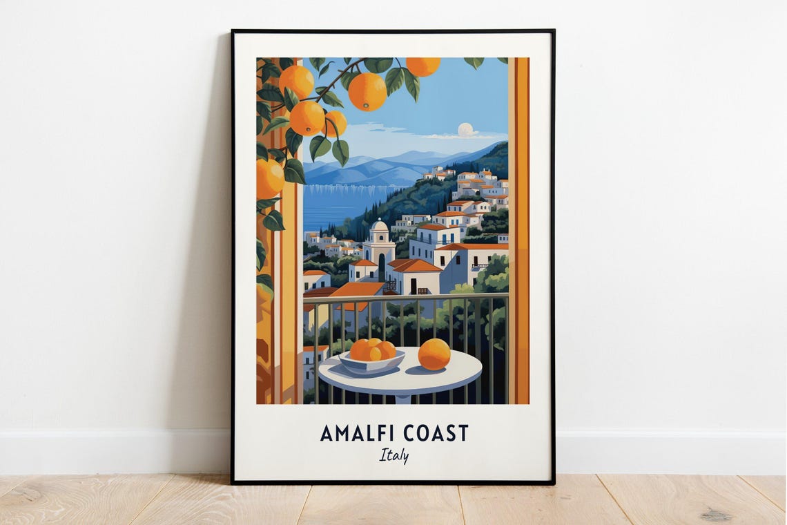 Amalfi Coast Travel Print Wall Art Amalfi Coast Italy City Print Amalfi Coast Travel Gift Amalfi Coast City Poster