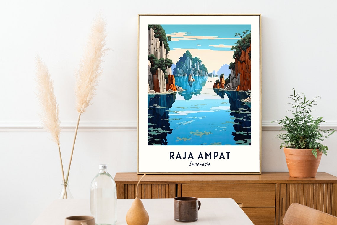 Raja Ampat Karst Islets Mirror Lagoon Indonesia Travel Poster - Image 2