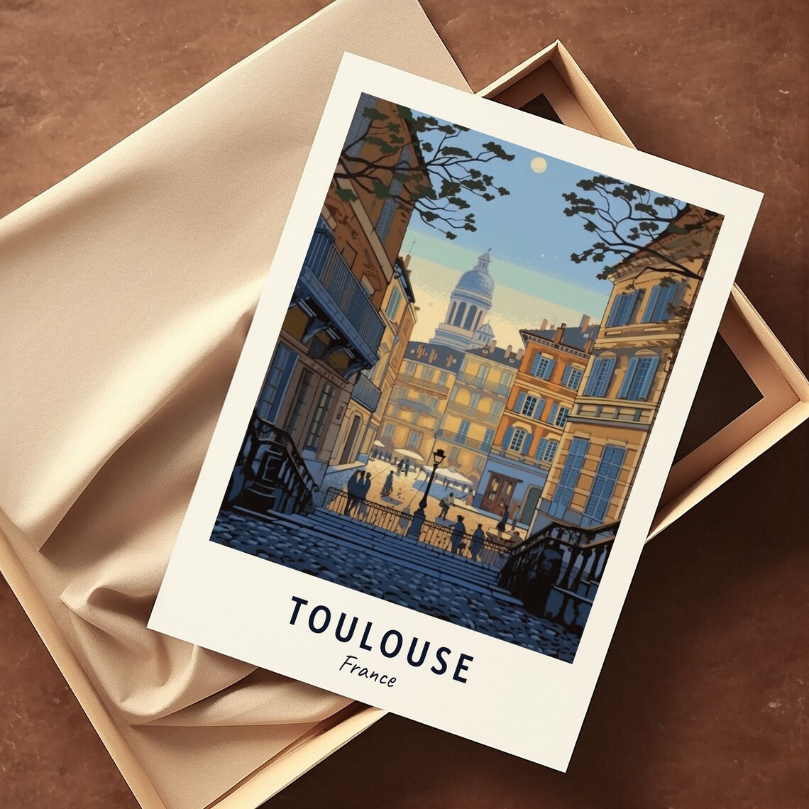 Toulouse France Moonlit Old Street Vintage Travel Poster Home Decor - Image 3