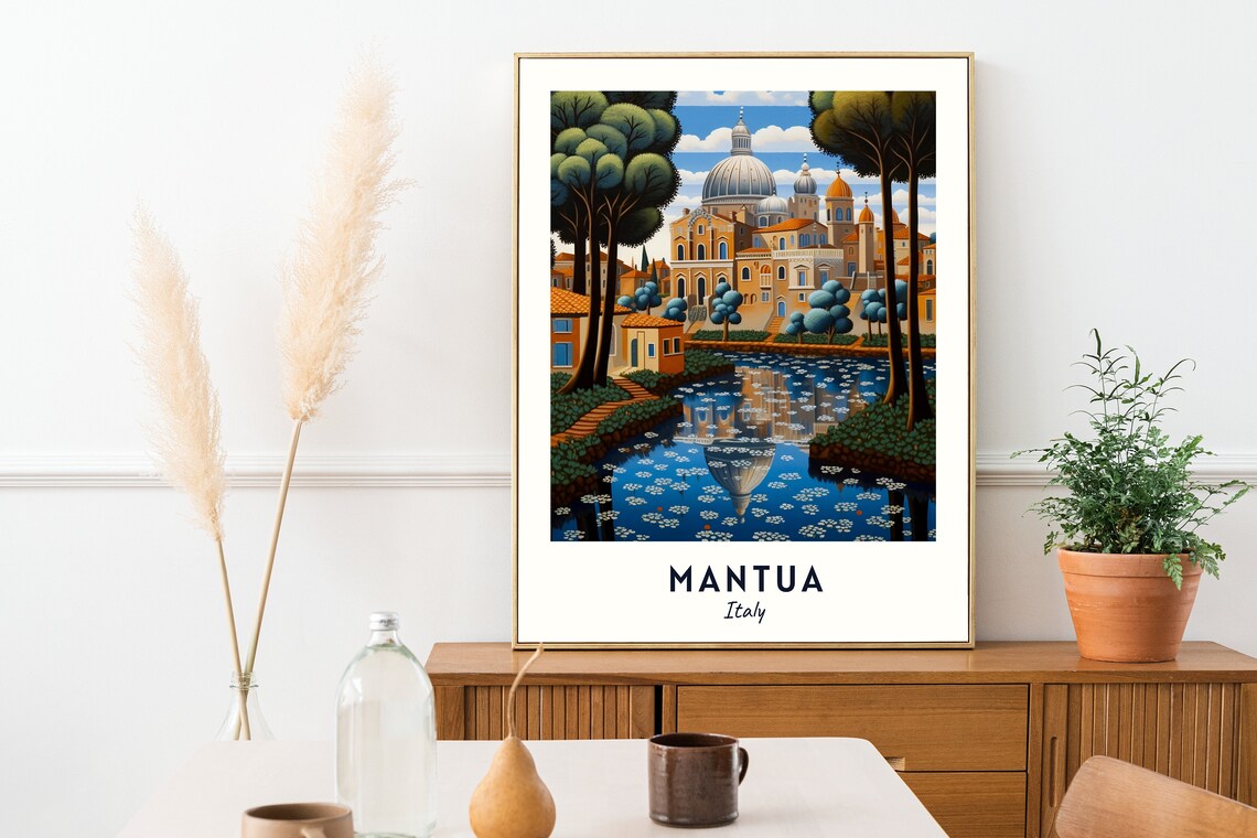 Mantua Italy Lake Reflection Historic Town Travel Poster Home Decor - Image 2