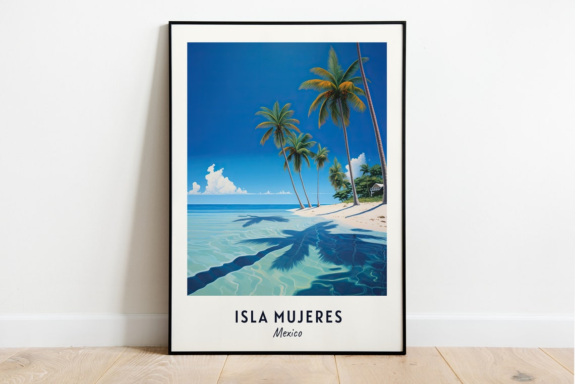 Isla Mujeres Mexico Palm Beach Turquoise Water Tropical Travel Poster