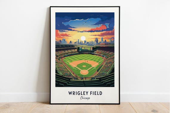 Wrigley Field Stadium Print College Dorm Print Chicago Print College Football Print Wrigley Field Stadium Poster Gift Dorm Decor