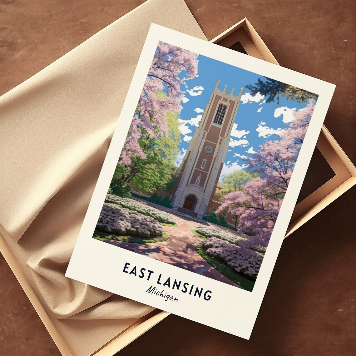 East Lansing Travel Poster, Michigan City Art Print - Image 3