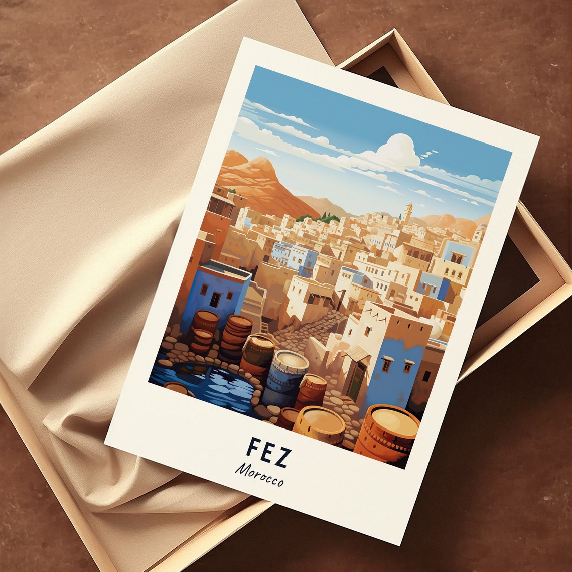 Fez Travel Poster, Morocco City View - Image 3