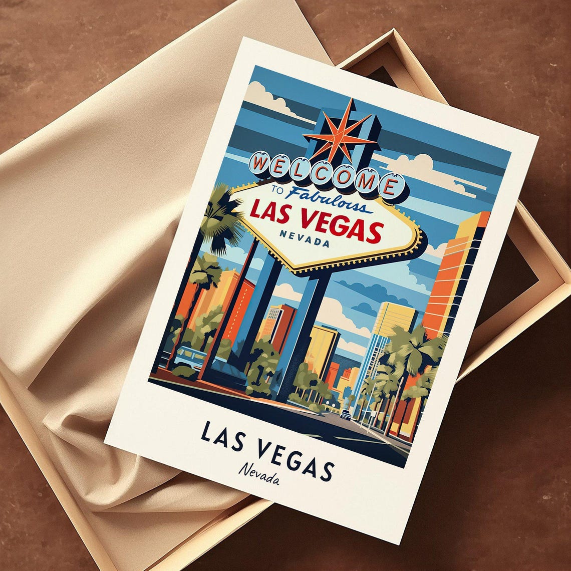 Las Vegas Nevada Welcome Sign Retro Strip Scene Travel Poster - Image 3