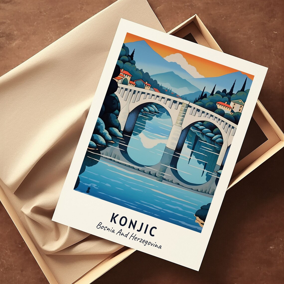Konjic Bridge Over Neretva River Bosnia And Herzegovina Travel Poster - Image 3