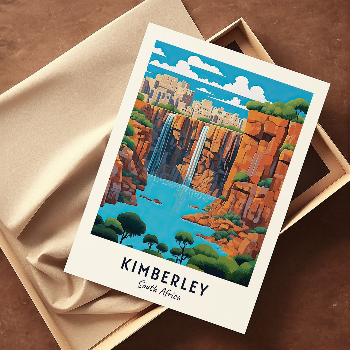 Kimberley Waterfall Canyon Red Cliffs Desert Oasis Travel Poster - Image 3