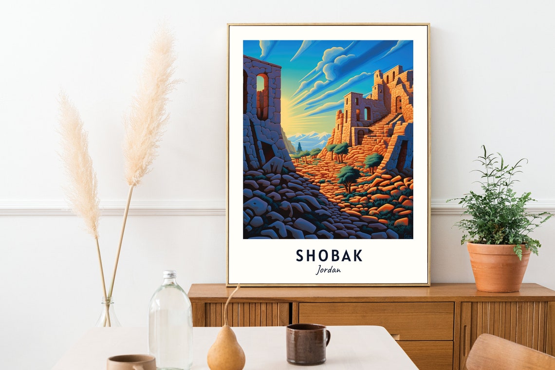 Shobak Castle Ancient Stone Ruins At Sunset Jordan Travel Poster - Image 2