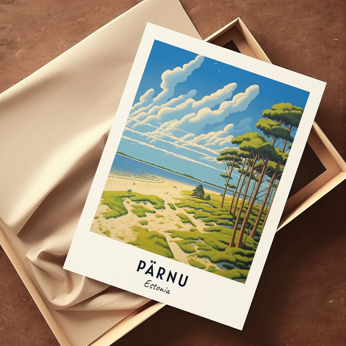 Pärnu Estonia Sandy Beach Pine Forest Summer Sea Travel Poster - Image 3