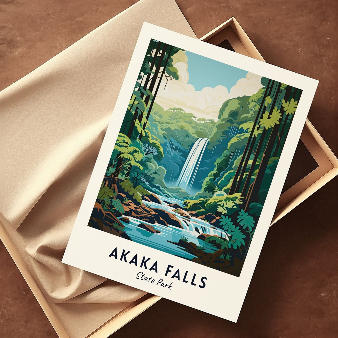 Akaka Falls State Park Waterfall In Lush Hawaiian Rainforest Poster - Image 3