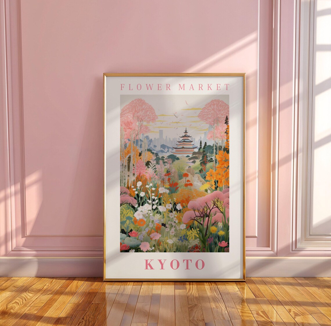 Kyoto Flower Market Travel Poster, Botanical Illustration - Image 3