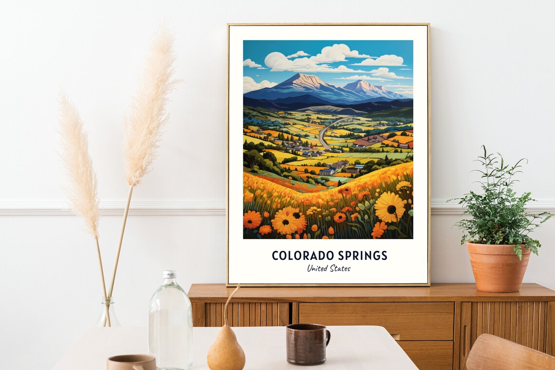 Sunflower Fields beneath the Towering Pikes Peak Colorado Springs Poster - Image 2