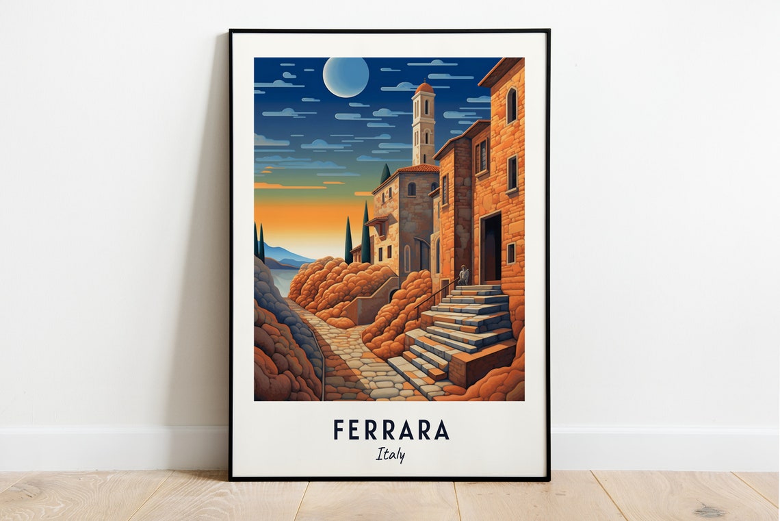 Ferrara Italy Sunset Hilltop Village Stone Lane Poster Home Decor