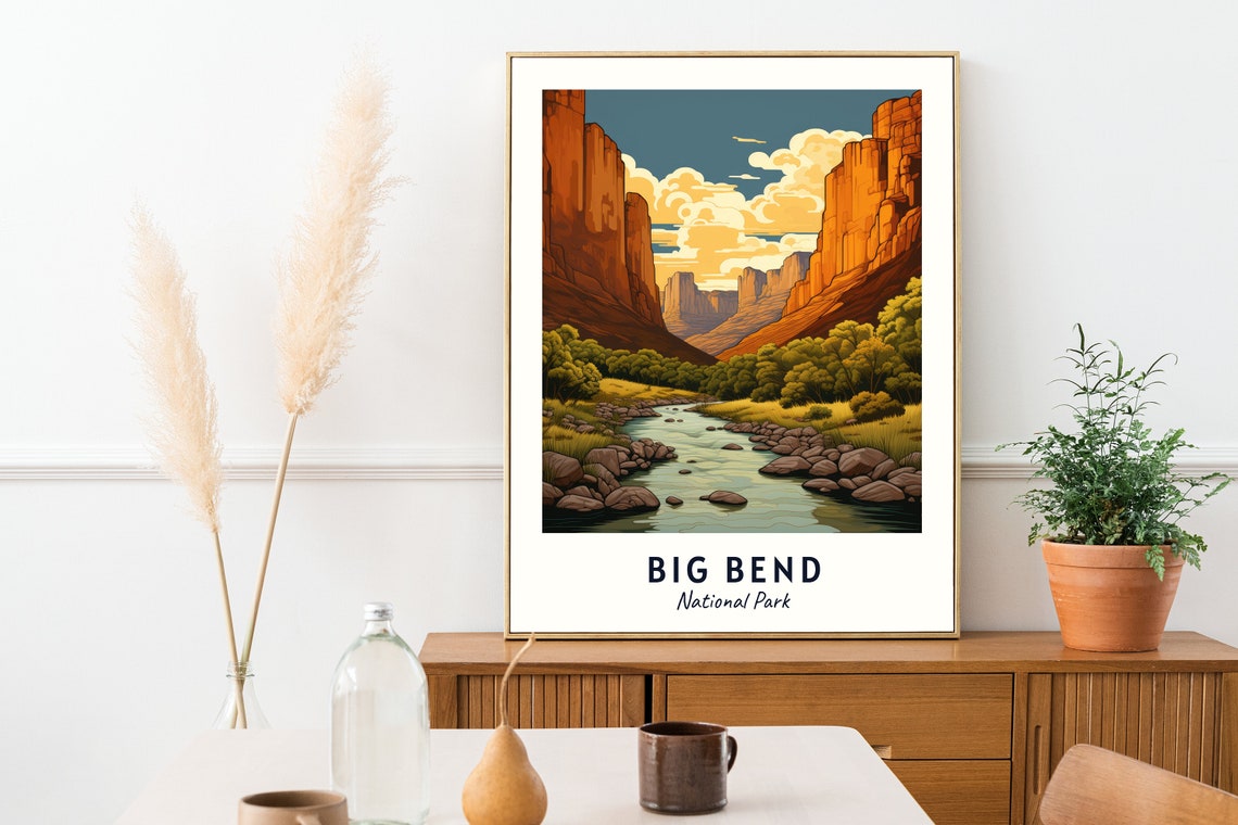Big Bend National Park Desert Canyon River Scene Travel Poster - Image 2