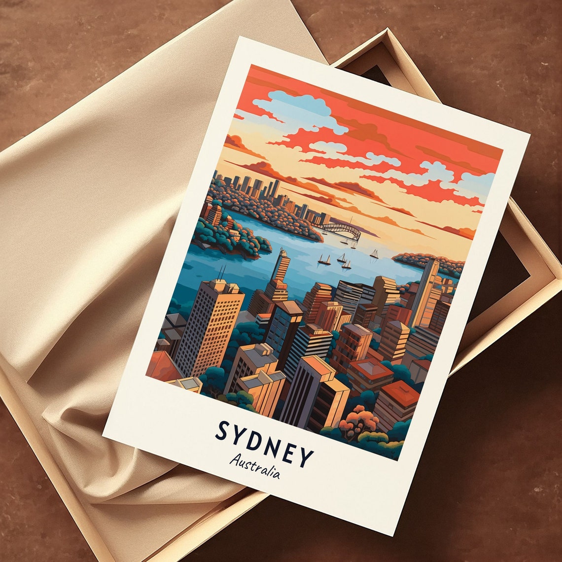 Sydney Australia Harbour Bridge Skyline Sunset View Travel Poster - Image 3