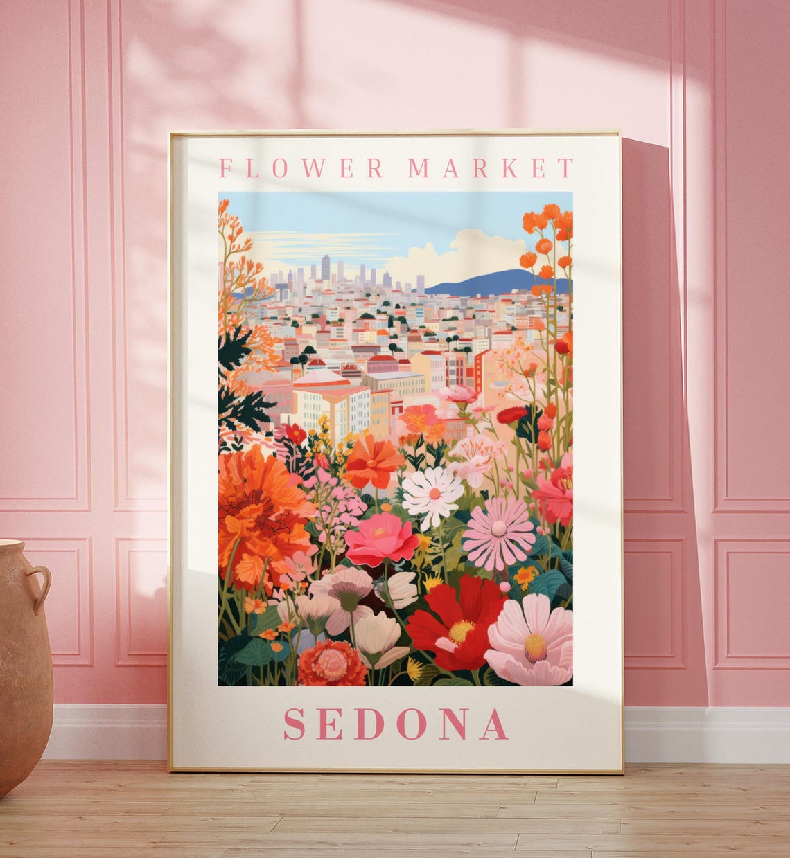 Sedona Flower Market Poster Wall Decor United States Floral Illustration Botanical Gallery Wall Art Gift For Friend Travel Poster