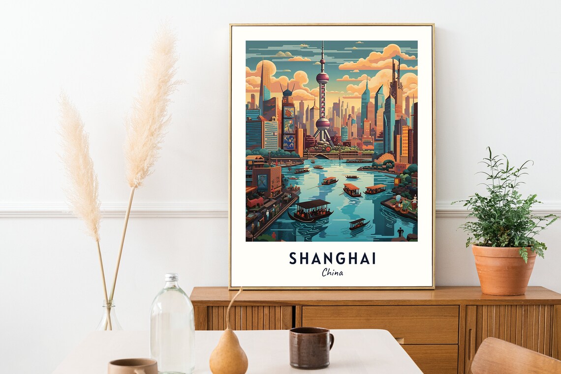 Shanghai Travel Poster, China City Wall Art - Image 2