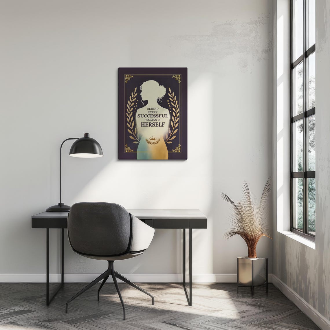 Behind Every Successful Woman Is Herself Silhouette Quote Art Poster - Image 4