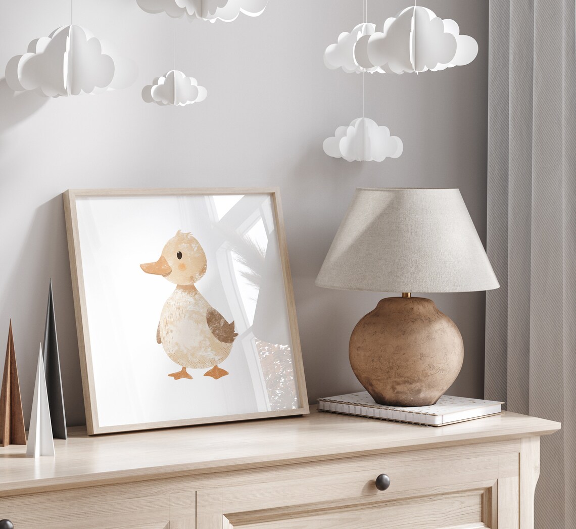 Cute Baby Duck Watercolor Nursery Woodland Animal Illustration Poster - Image 4