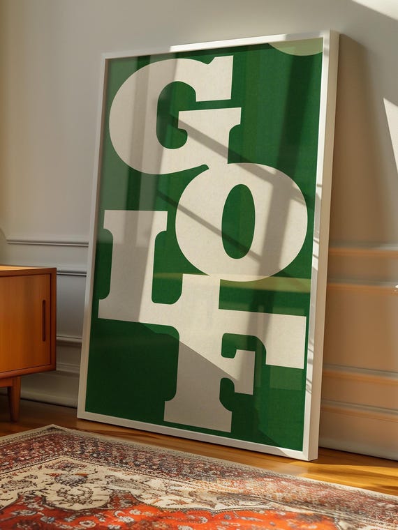 Golf Typography Art Print, Golf Office Wall Decor