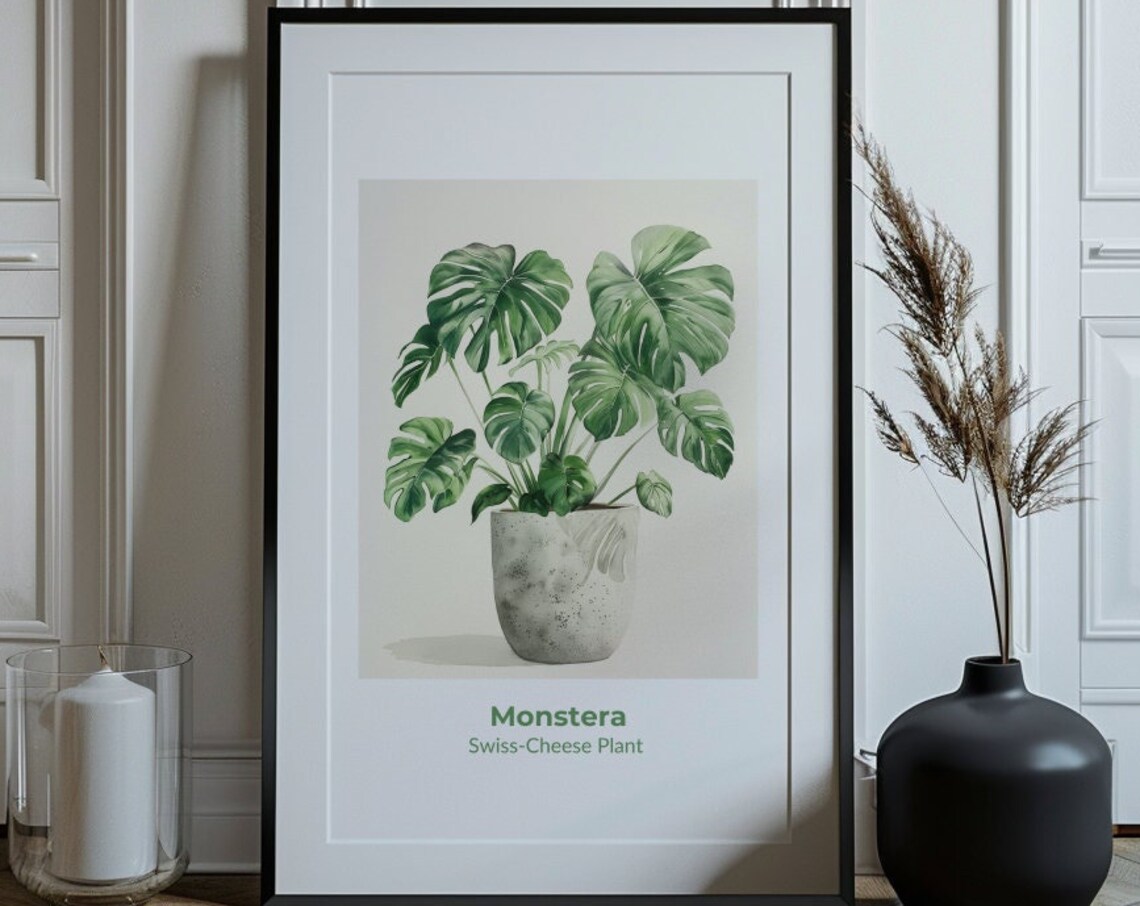 Monstera 25 Art Print Watercolor Poster Wall Art Poster Instant