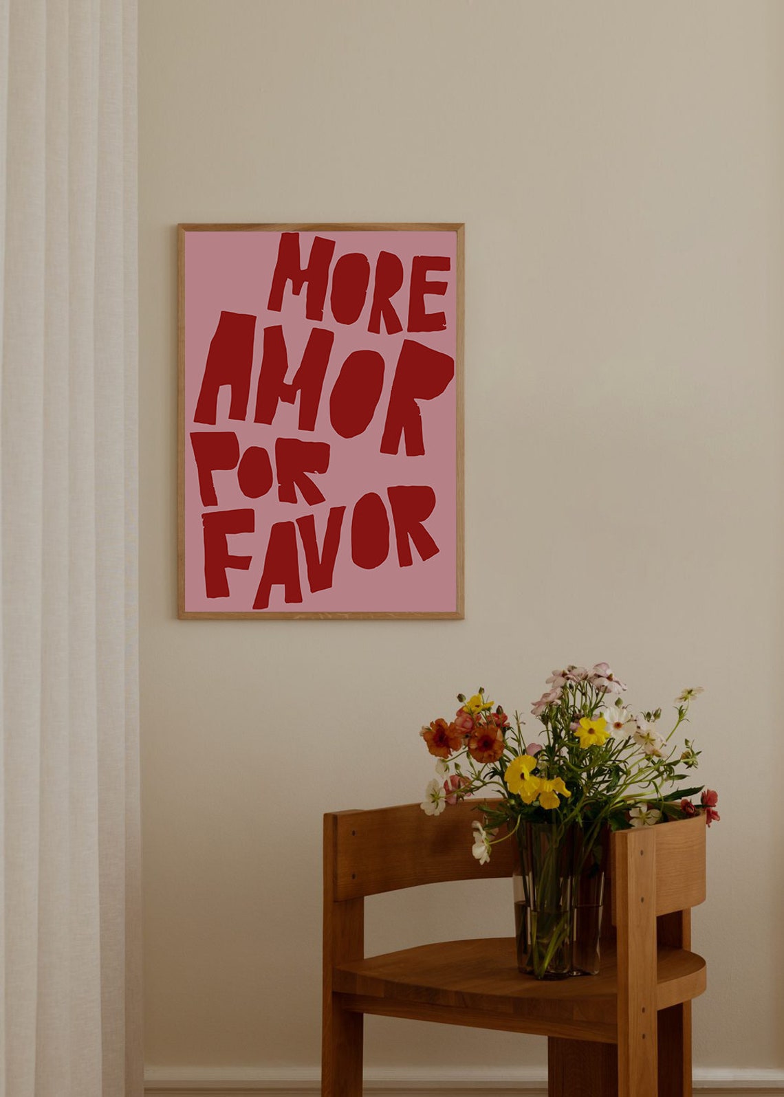 More Amor Por Favor Poster Love Quote Print Red Pink Wall Art Print Trendy Poster Aesthetic Modern Eclectic Poster Preppy Room Maximalist - Image 2