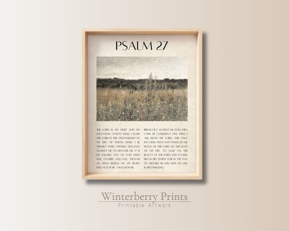 Psalm 27 Wall Art Psalm 27 Print Bible Verse Wall Art Christian Wall Art Scripture Wall Art Bible Verse Print Christian Home Decor