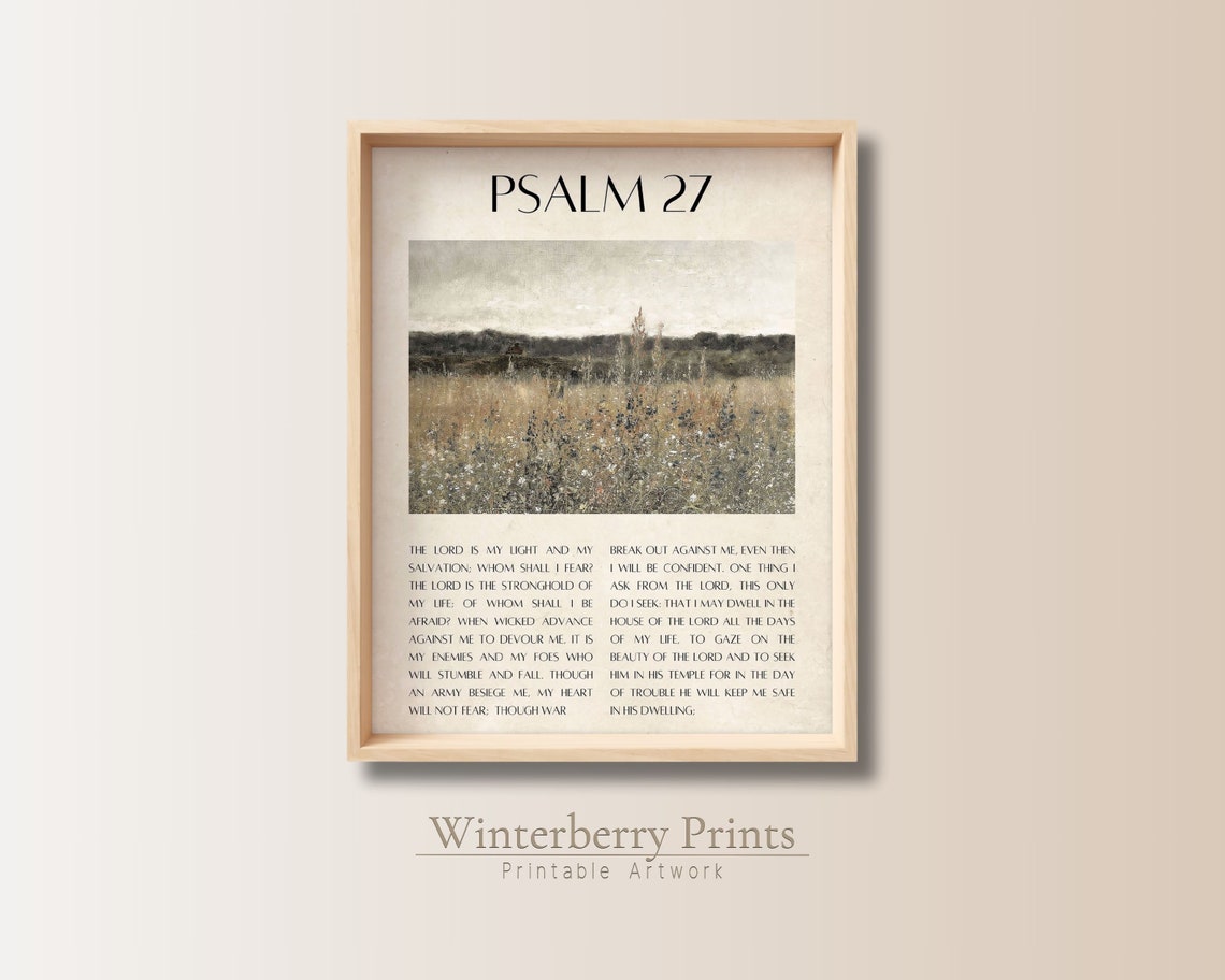 Psalm 27 Wall Art Psalm 27 Print Bible Verse Wall Art Christian Wall Art Scripture Wall Art Bible Verse Print Christian Home Decor
