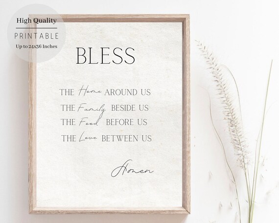 Thanksgiving Printatable Bless The Food Before Us Wall Decor Wall Art Inspirational Quote Quote Print Prayer