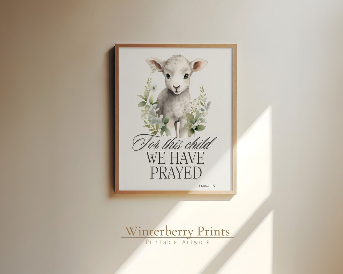 For This Child We Have Prayed Instant Rainbow Baby 1 Samuel 127 Sign Bible Verse Prints Nursery Decor Nursery Wall Art