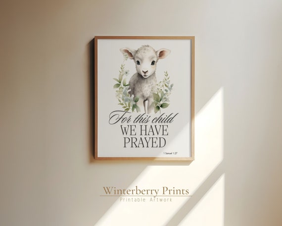 For This Child We Have Prayed Instant Rainbow Baby 1 Samuel 127 Sign Bible Verse Prints Nursery Decor Nursery Wall Art
