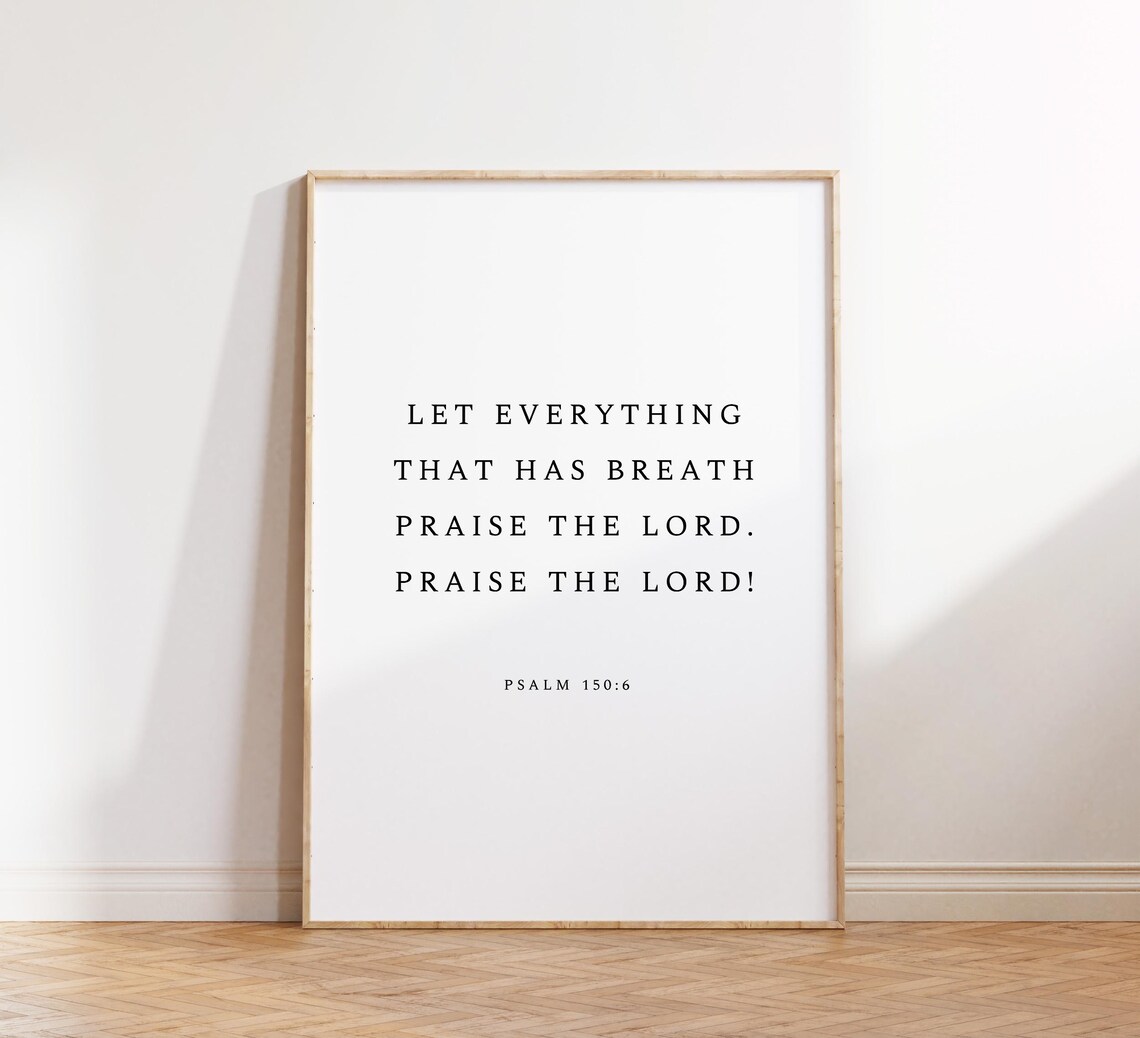 Minimalist Letterpress Psalm 150 6 Praise The Lord Verse Poster - Image 3