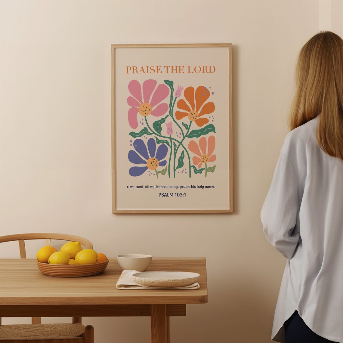 Christian Wall Art Flower Art Psalm Scripture Religious Poster Wall Decor Faith Poster Floral Bible Verse Gift For Christian - Image 2