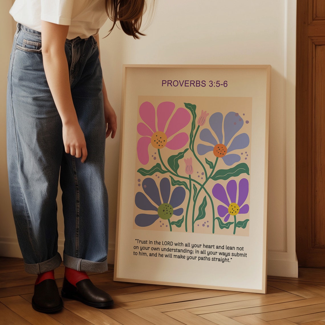Flower Christian Wall Art Proverbs Scripture Religious Poster Wall Decor Faith Poster Bible Verse Baptism Gift Gift For Christian - Image 2