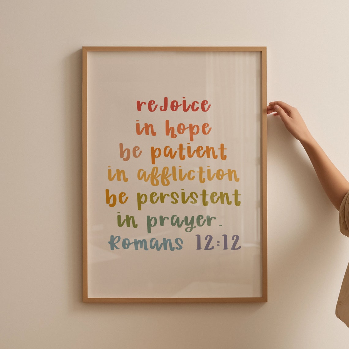 Retro Christian Wall Print Rejoice Print Christian Poster Bible Verse Wall Decor Large Art Christian Gift Romans - Image 3