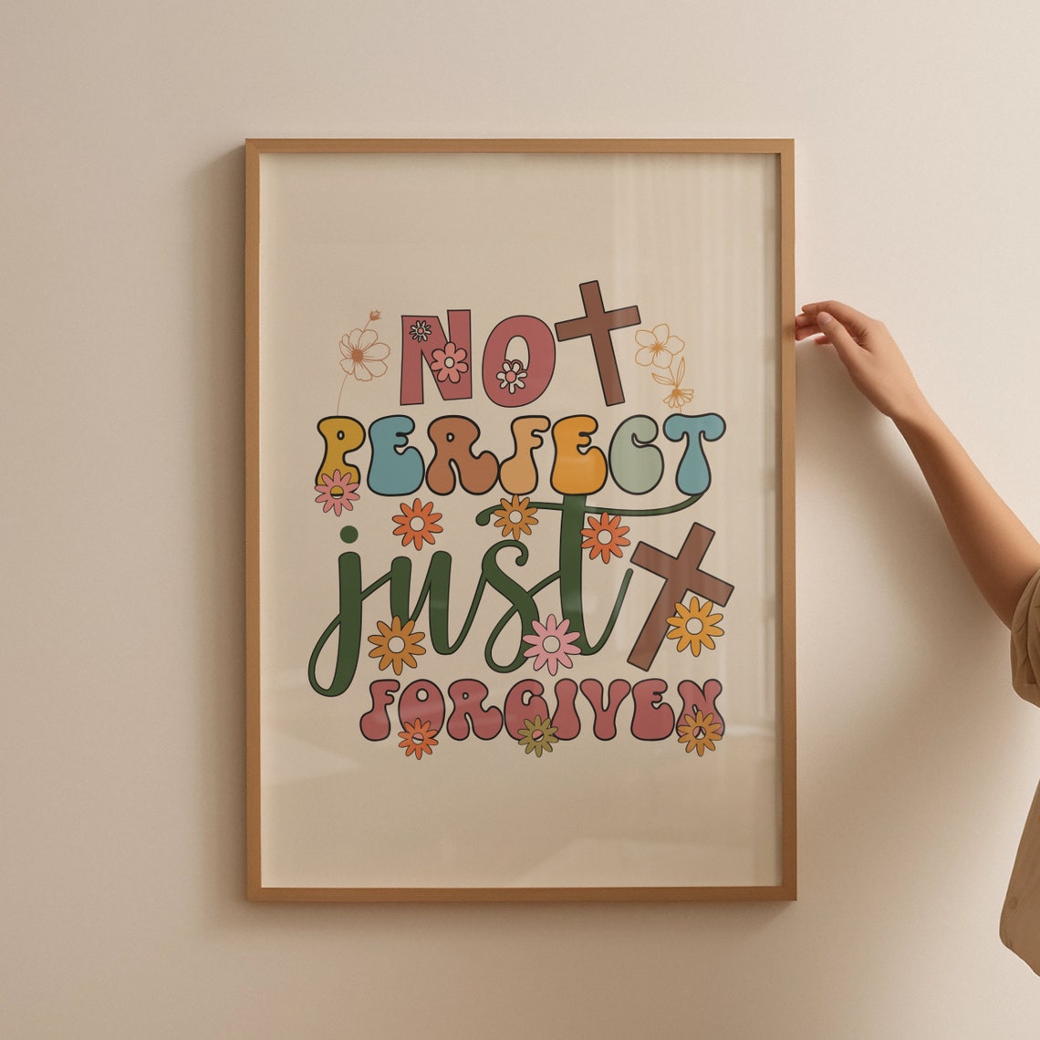 Retro Christian Wall Print Forgiven Print Christian Poster Bible Verse Wall Decor Large Art Christian Gift - Image 4