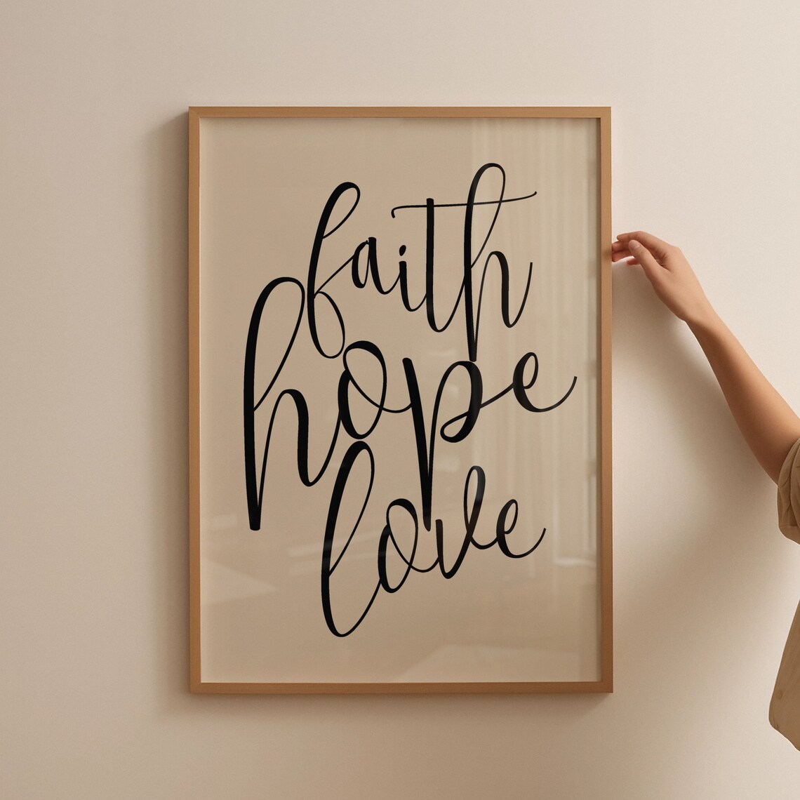 Faith Hope Love Script Calligraphy Christian Wall Quote Poster - Image 4
