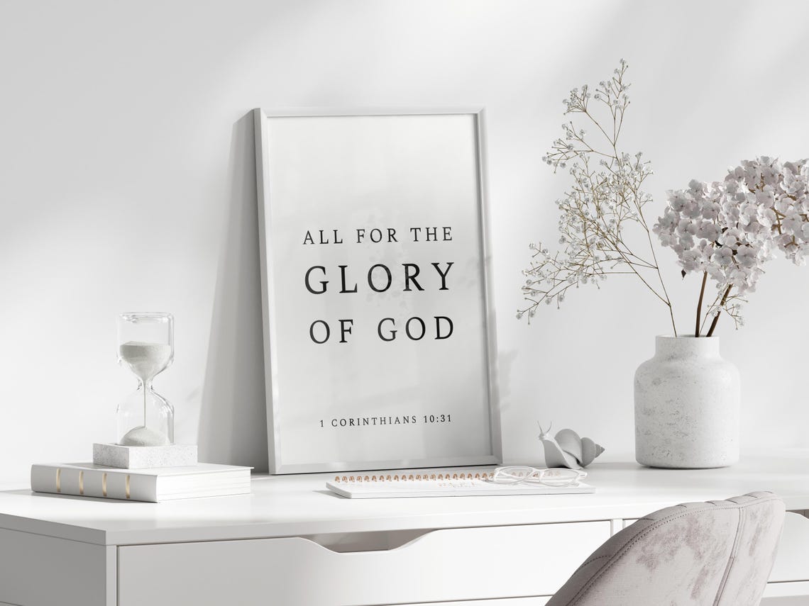 All For The Glory Of God 1 Corinthians Verse Bible Verse Wall Art Christian Wall Art Christian Scripture - Image 2