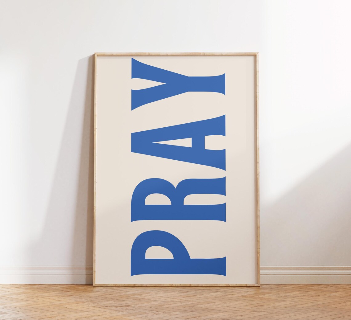 Pray Typography Poster, Retro Christian Wall Art - Image 4